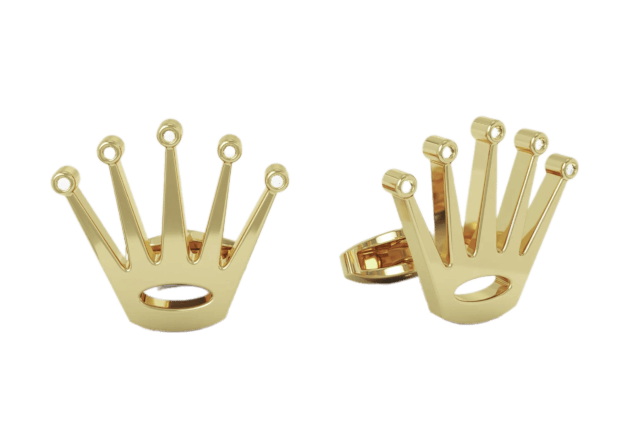 Diamond Rolex Style Cufflinks 14k Yellow Gold