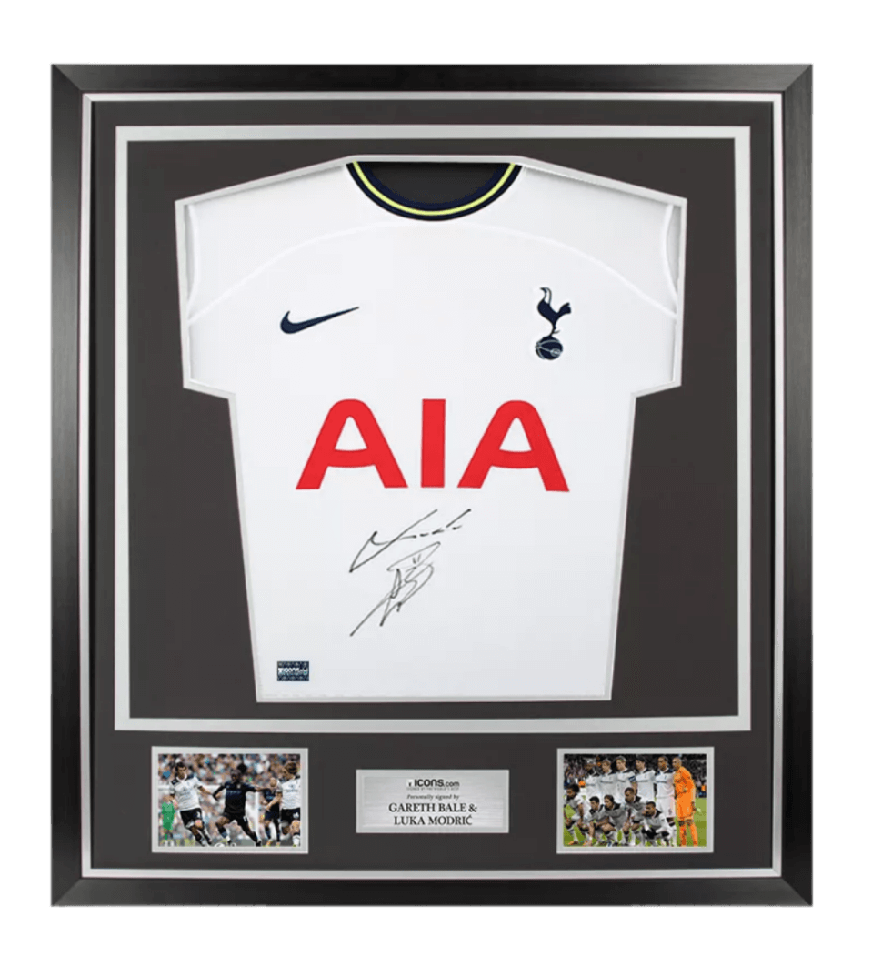 Gareth Bale and Luka Modric Dual Signed Tottenham Hotspur 2022-23 Home Shirt In Classic Frame