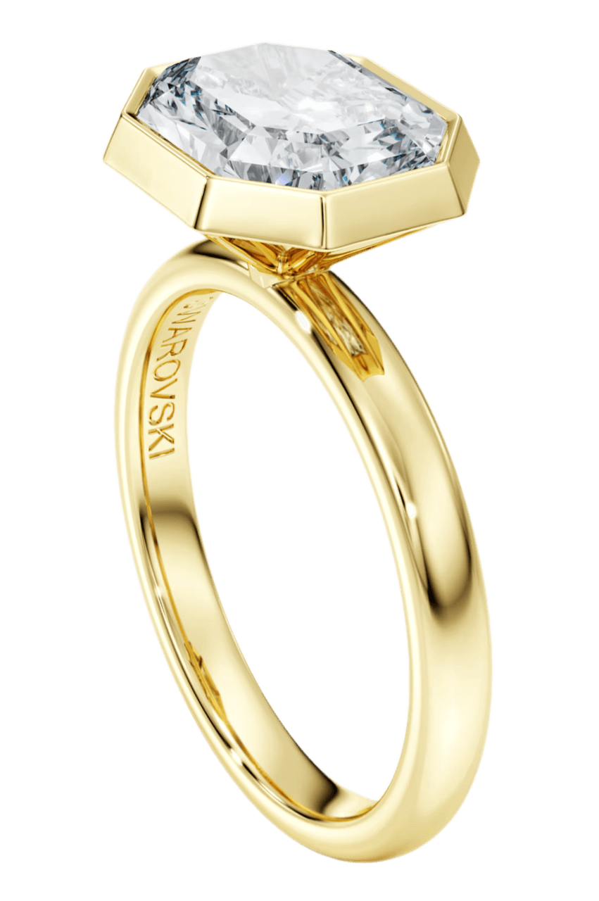 Swarovski Octagon Bezel Ring - 3 ct Lab-grown Diamonds, 14k Yellow Gold