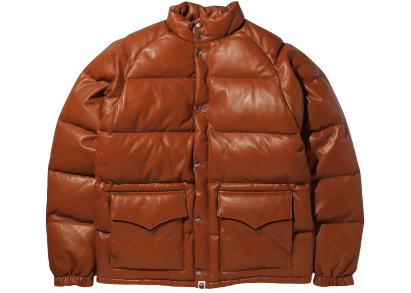 BAPE Leather Classic Down Jacket - Brown