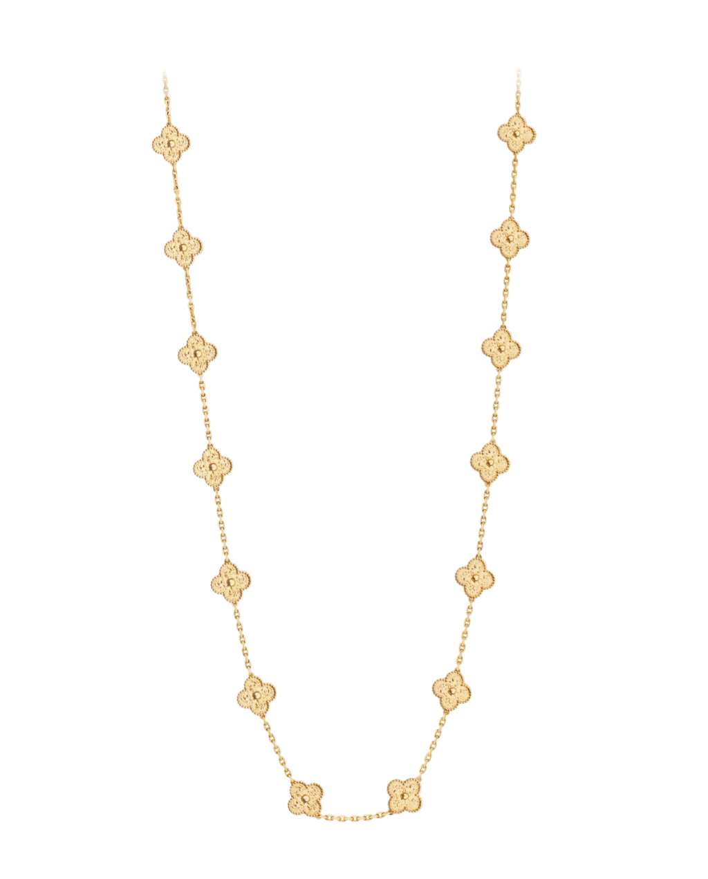 Van Cleef Vintage Alhambra Long Necklace 20 Motifs - Yellow Gold