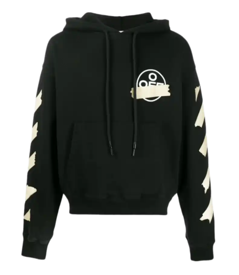 Off-White Tape Diag Arrows Hoodie - Black/Beige