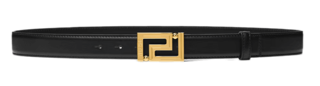 Versace Greca Leather Belt 3cm - Black and Gold