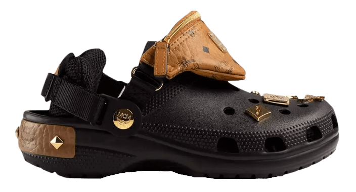 Crocs Classic Clog - MCM Visetos Belt Bag Black Cognac Gold