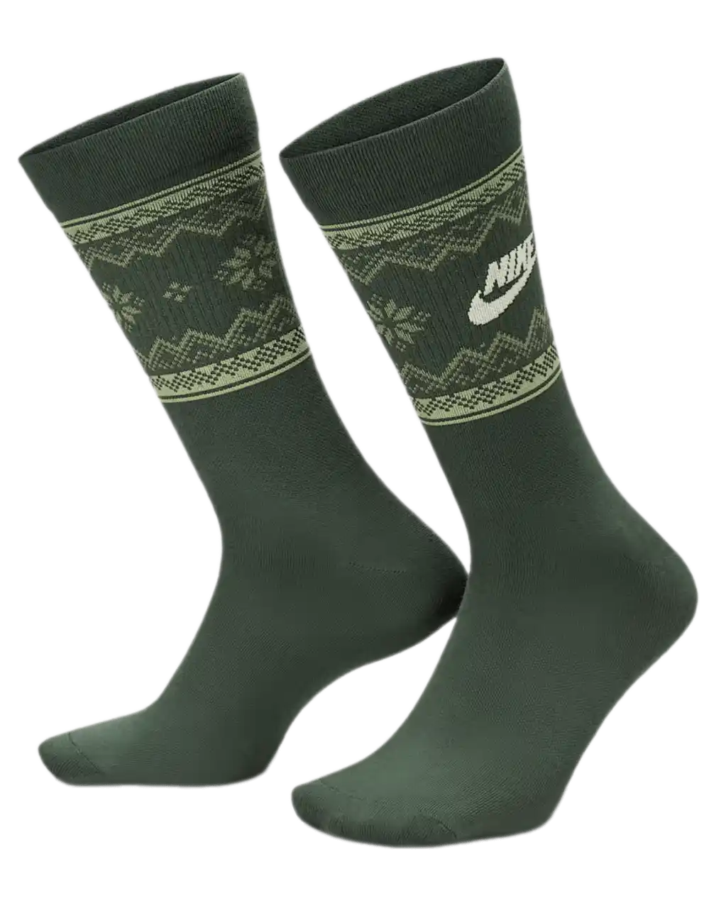 Nike Everyday Essentials Fair Isle Crew Socks - Vintage Green