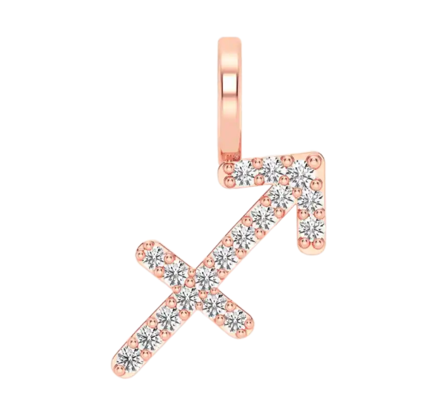 Sagittarius Zodiac Diamond Pendant 14k Solid Rose Gold 0.10ctw