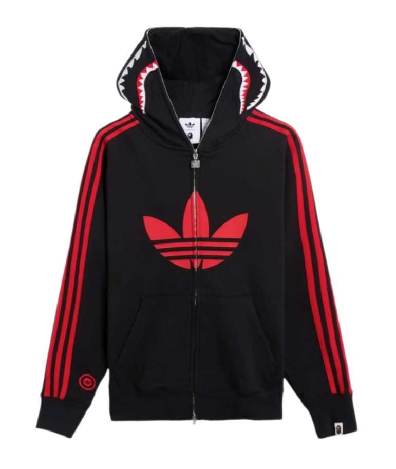 BAPE x adidas Shark Fleece Full Zip Hoodie - Black