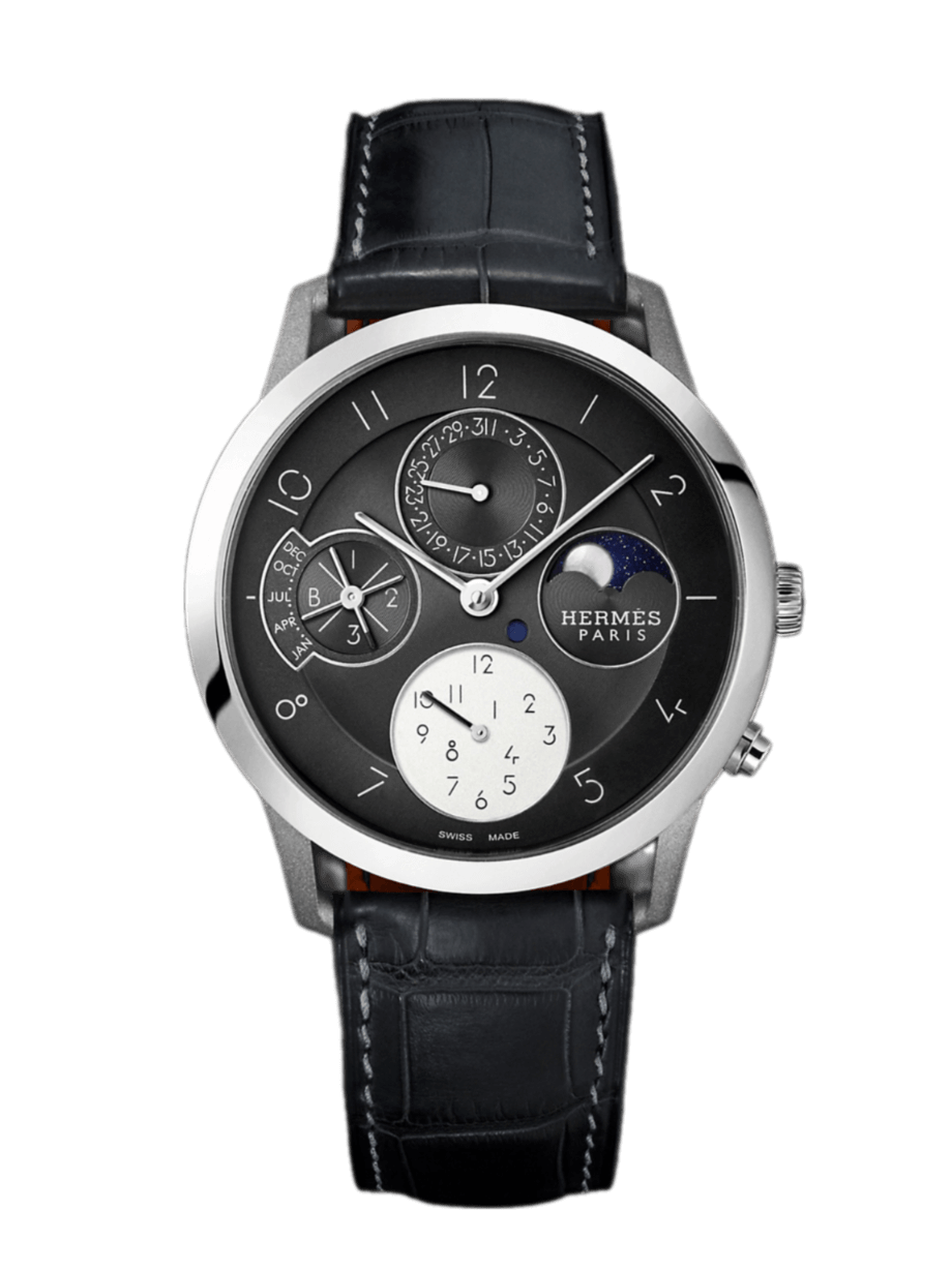 Hermès Slim d'Hermes Quantieme Perpetuel Watch Dark-grey Dial - 39.5mm, Titanium-Platinum