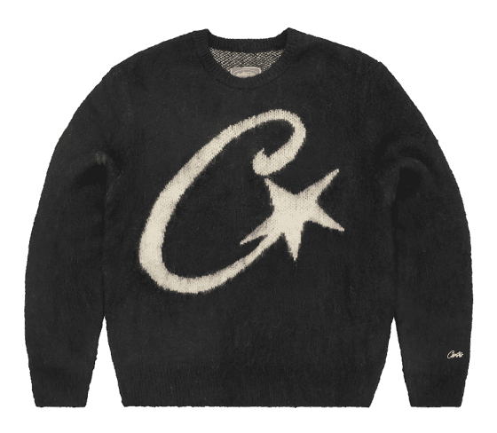 Corteiz C Star Mohair Knit Sweater - Black