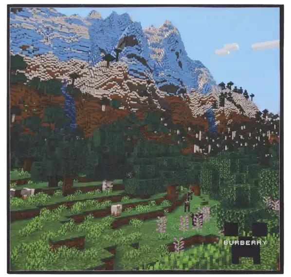 Burberry x Minecraft Landscape Print Cotton Square Scarf - Multicolor