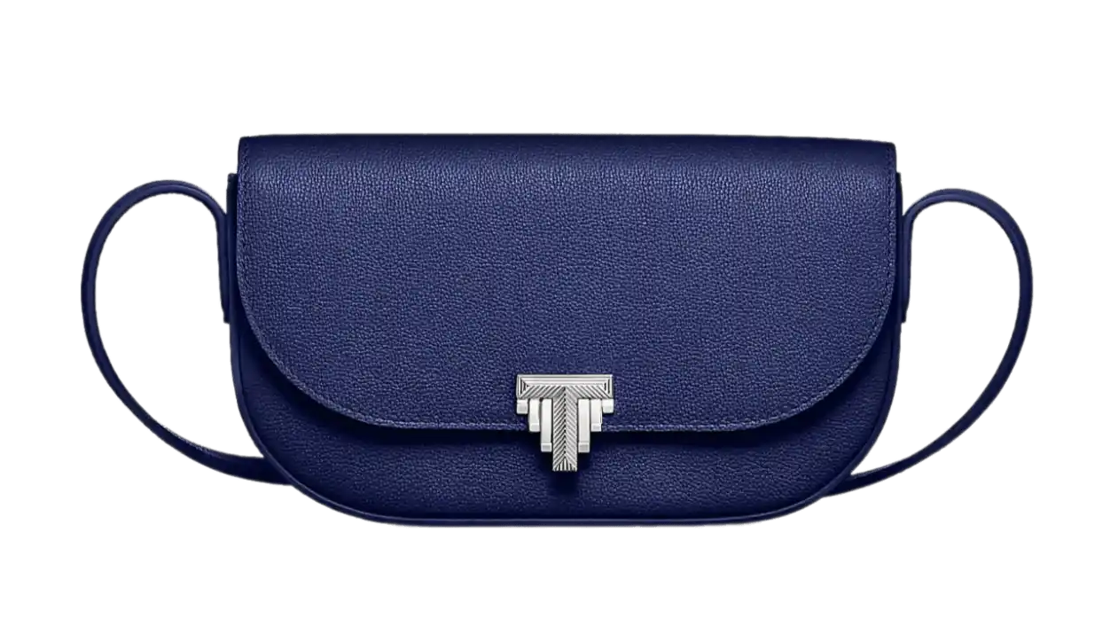 Tiffany T Deco Crossbody Wallet - Sapphire Blue Calf Leather