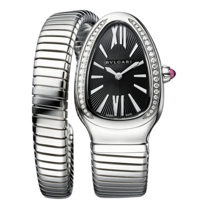 Bvlgari Serpenti Tubogas Single-spiral Watch Black Dial - 35mm, Steel
