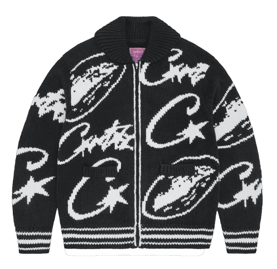 Corteiz VVS Jacquard Knit Zip - Black