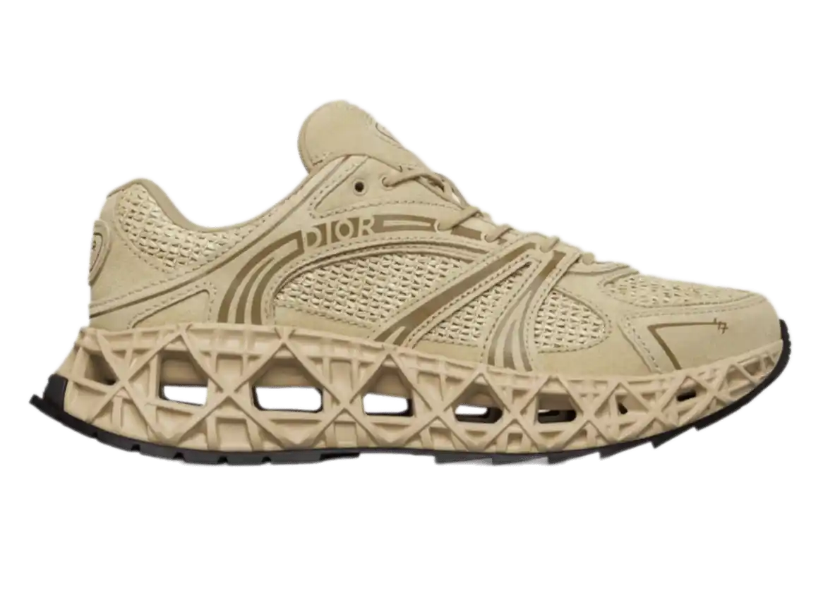 Dior B35 NXXT Sneaker - Beige Suede and Beige Raffia-Effect Fabric
