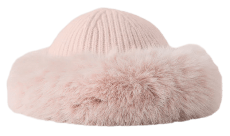 Alo Courchevel Cashmere Faux Fur Beanie - Frosted Pink