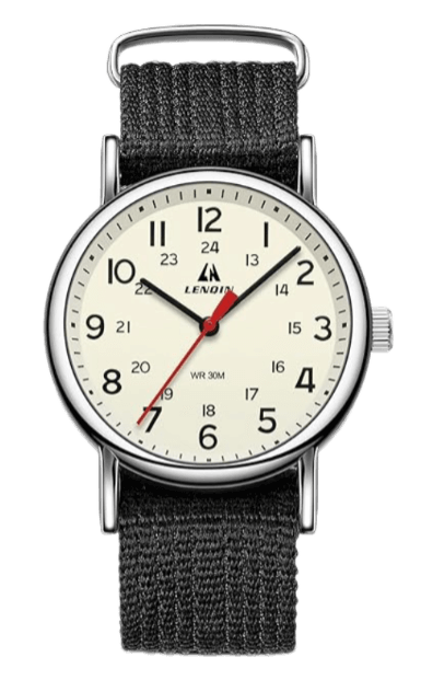 Lenqin Military Watch Yellow Dial - 38mm, Steel