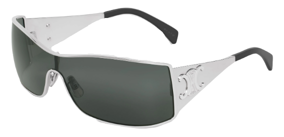 Celine Triomphe Metal Racer Sunglasses In Metal - Silver/Smoke