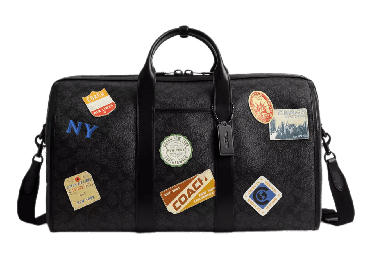 Coach Gotham Duffle Bag 45 In Signature Canvas With Patches - Charcoal Multi