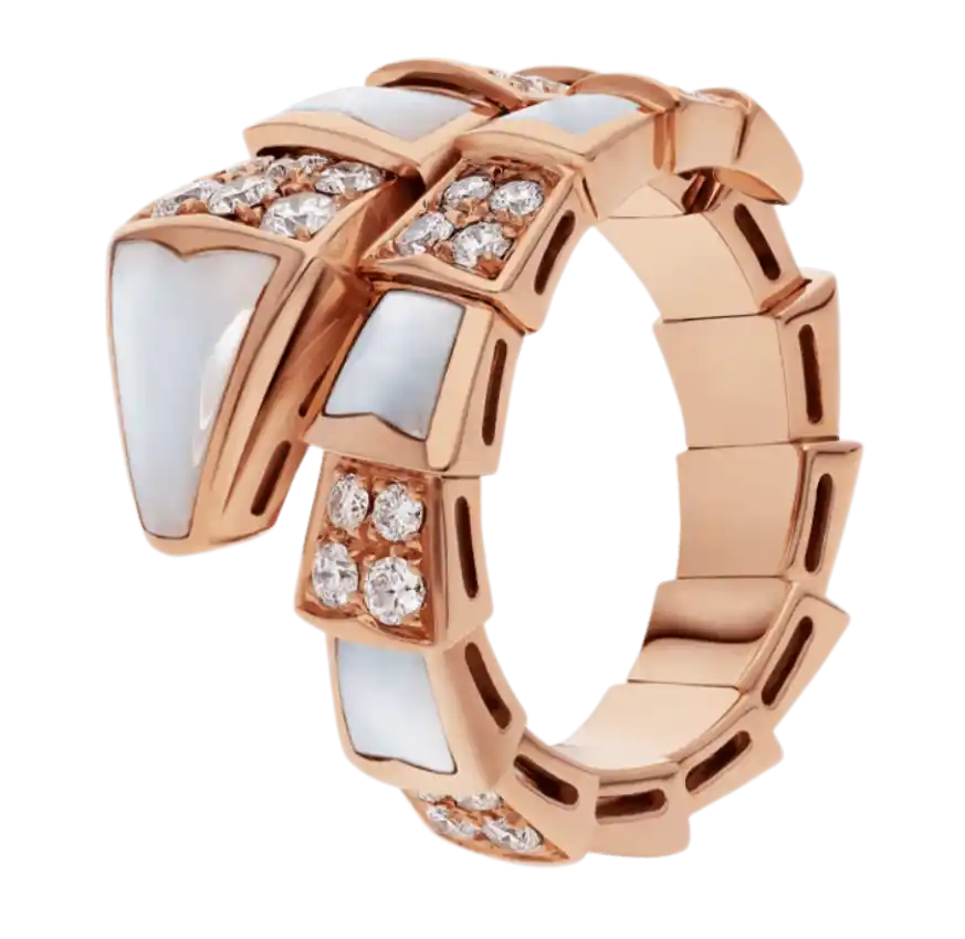 Bvlgari Serpenti Viper One-coil Ring With Pavé Diamonds  - Rose Gold