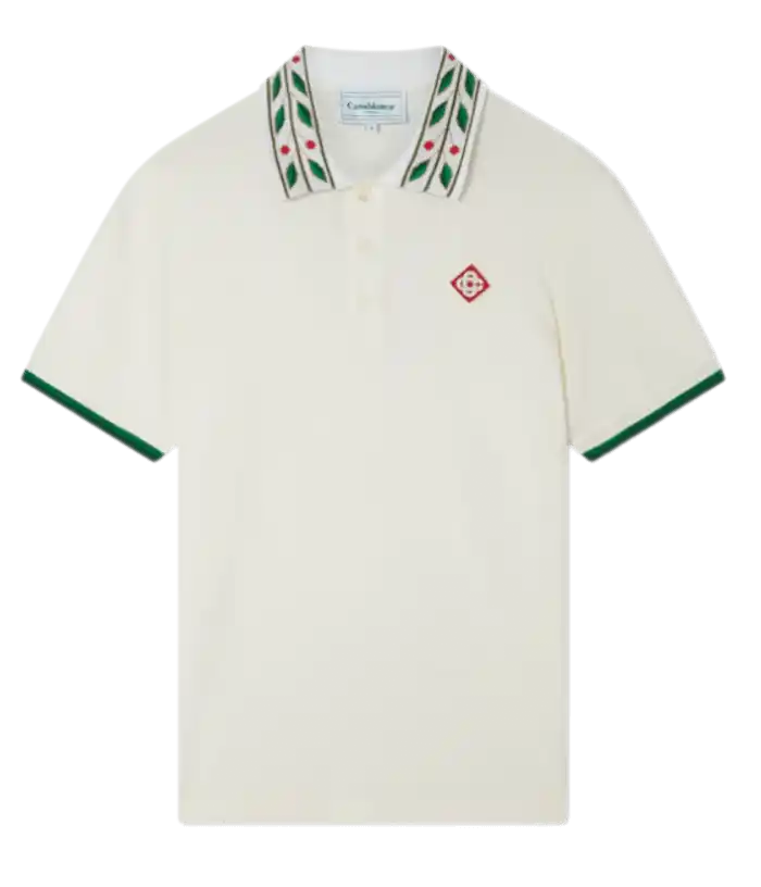 Casablanca Laurel Pique Polo - White