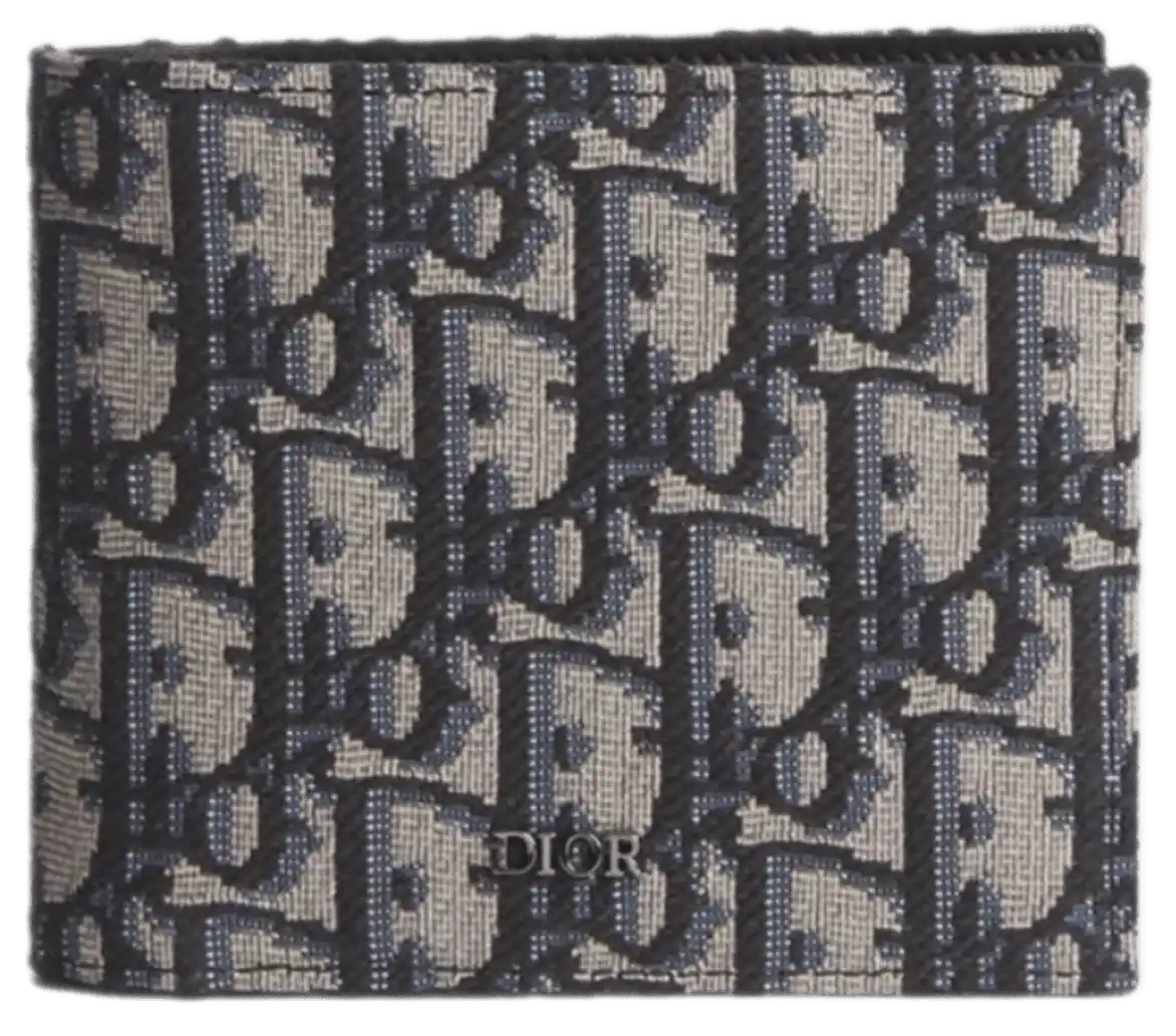 Dior Bifold Wallet - Beige and Black Dior Oblique Jacquard
