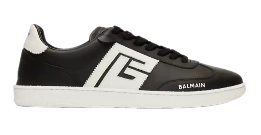 Balmain Calfskin Swan Trainers - Black
