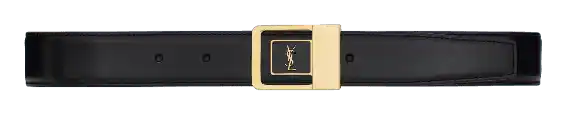 YSL LA 66 Buckle Belt In Lacquered Leather - Black