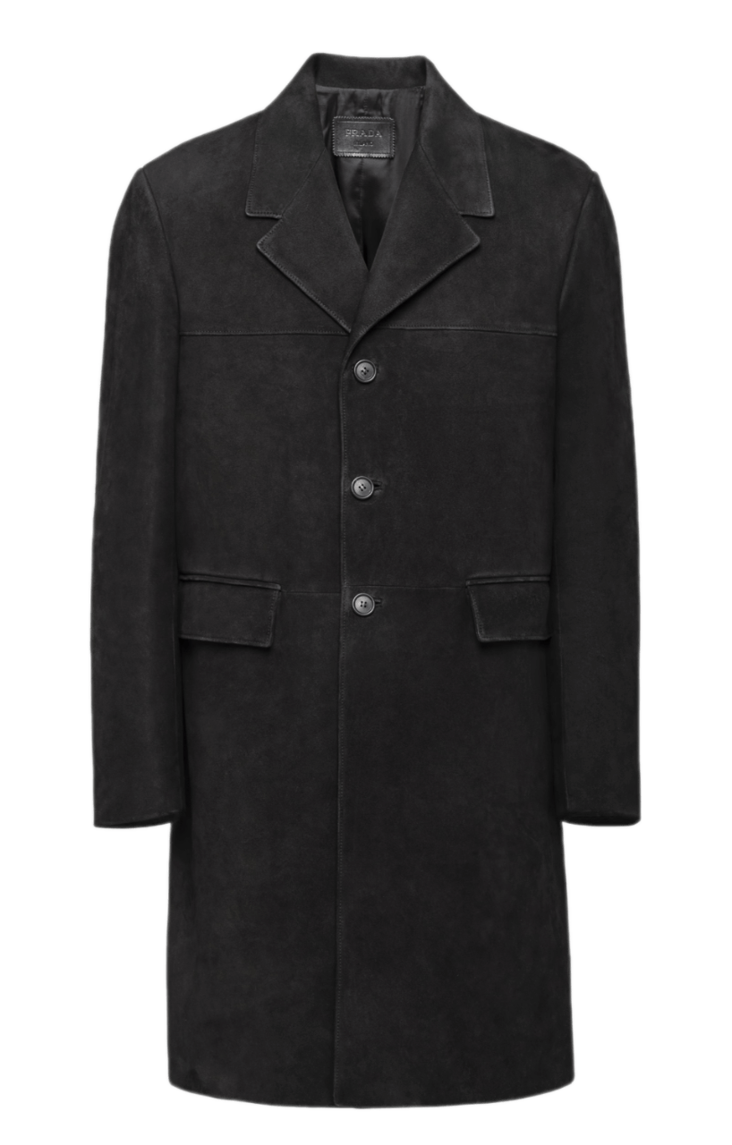 Prada Suede Coat - Black