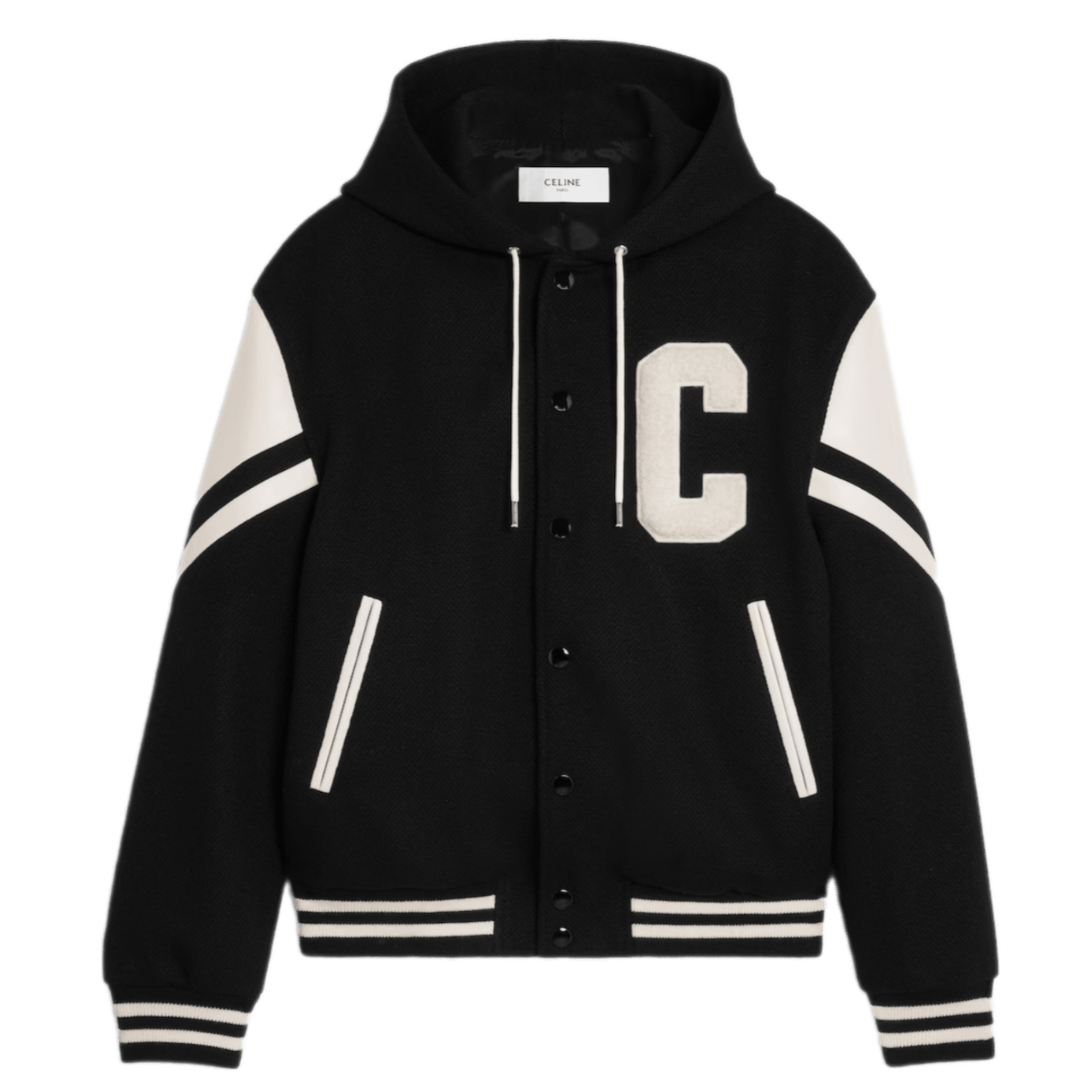 Celine Hooded Jackson Teddy Jacket In Textured Wool - Black