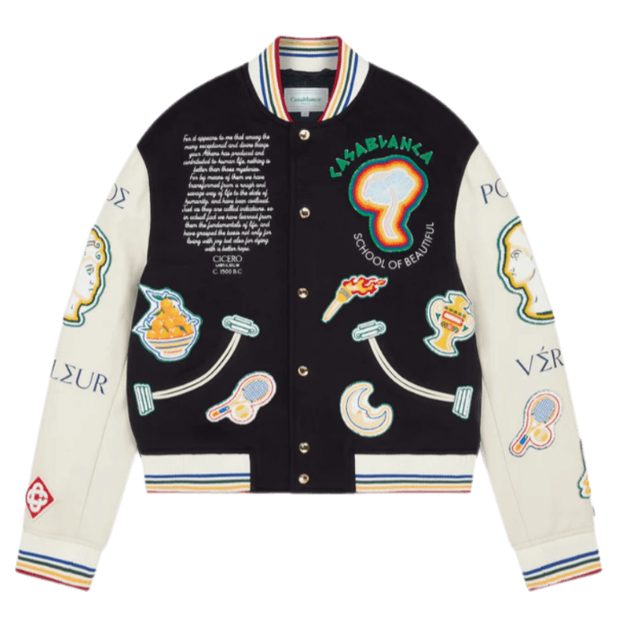 Casablanca Chenille Patchwork Bomber Jacket - Black