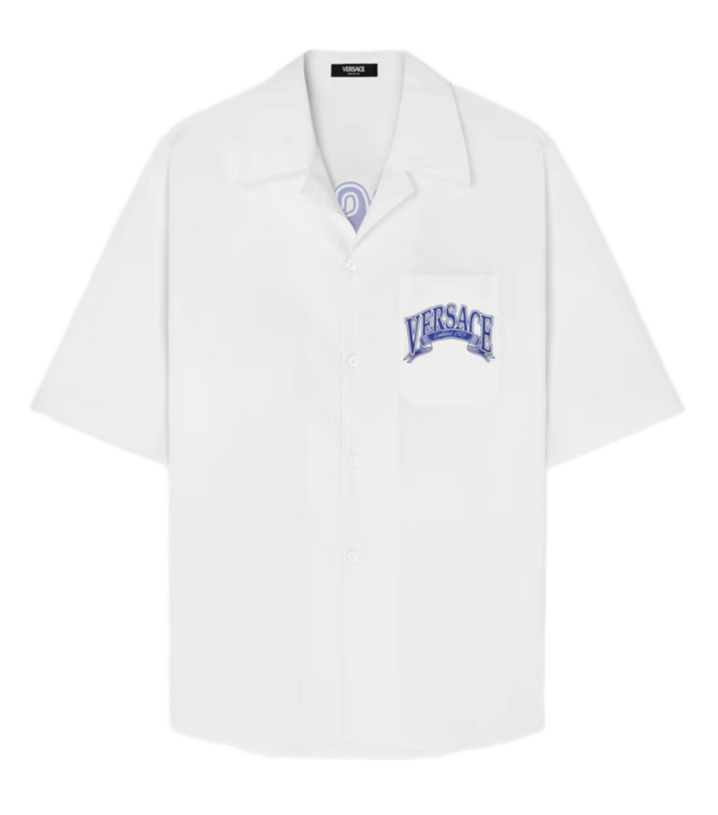 Versace Medusa Varsity Shirt - White and Blue
