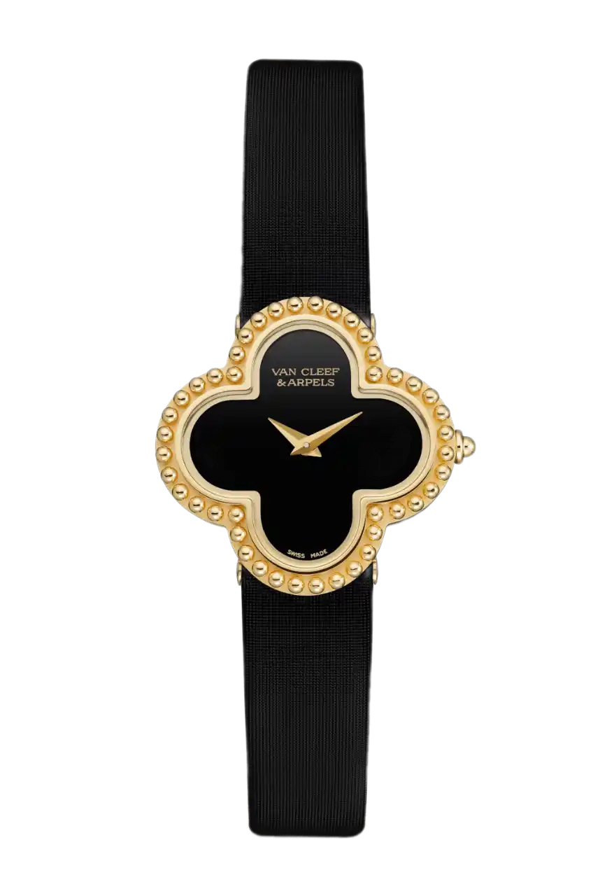 Van Cleef Alhambra Watch Black Dial - 26mm, Yellow Gold