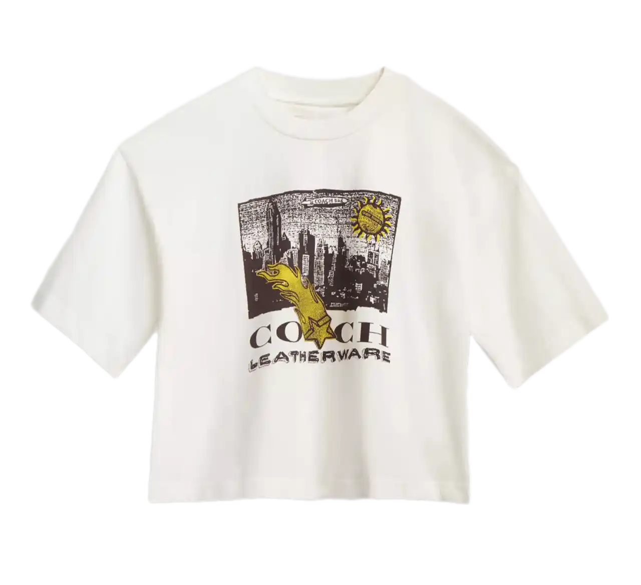 Coach Collage Graphic Cropped T Shirt In Organic Cotton