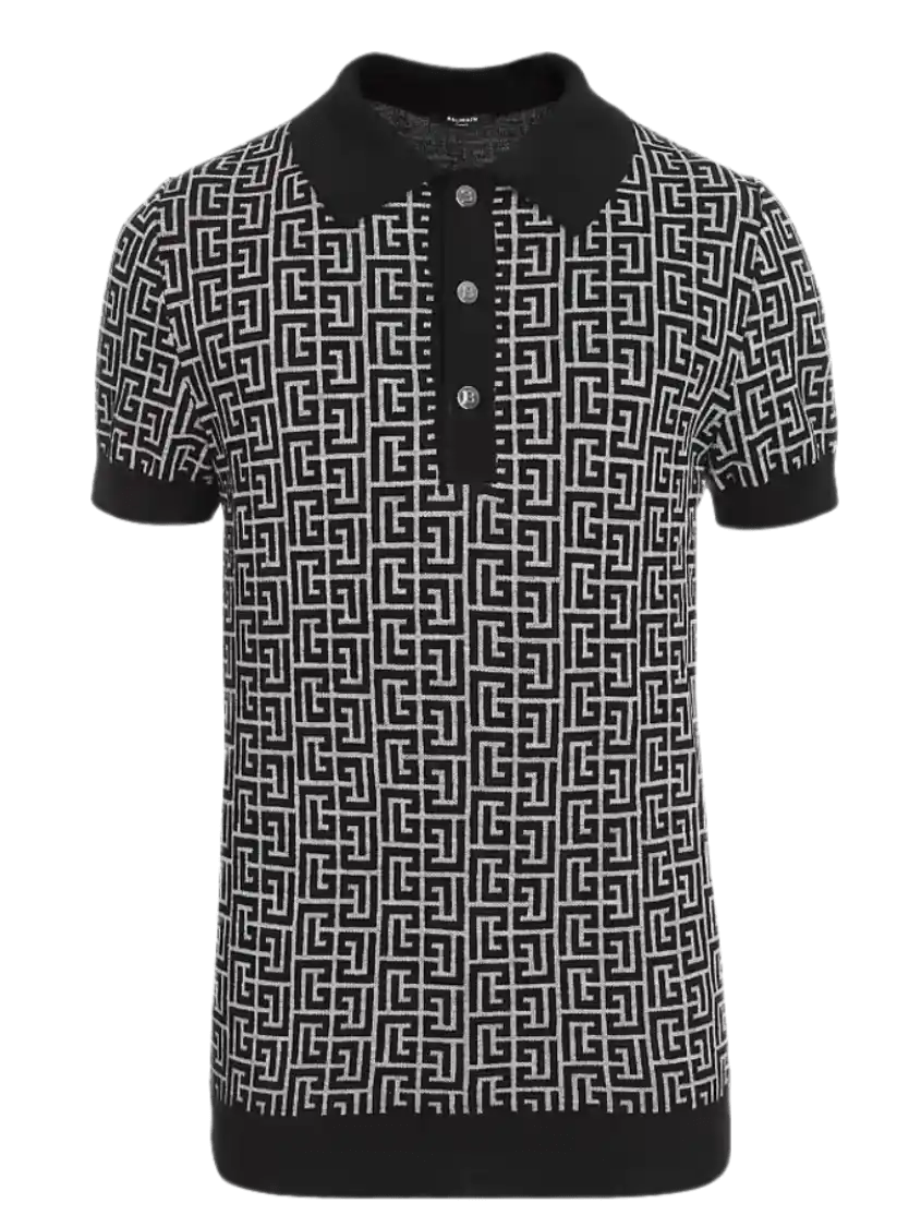 Balmain Monogrammed Polo Shirt - Black