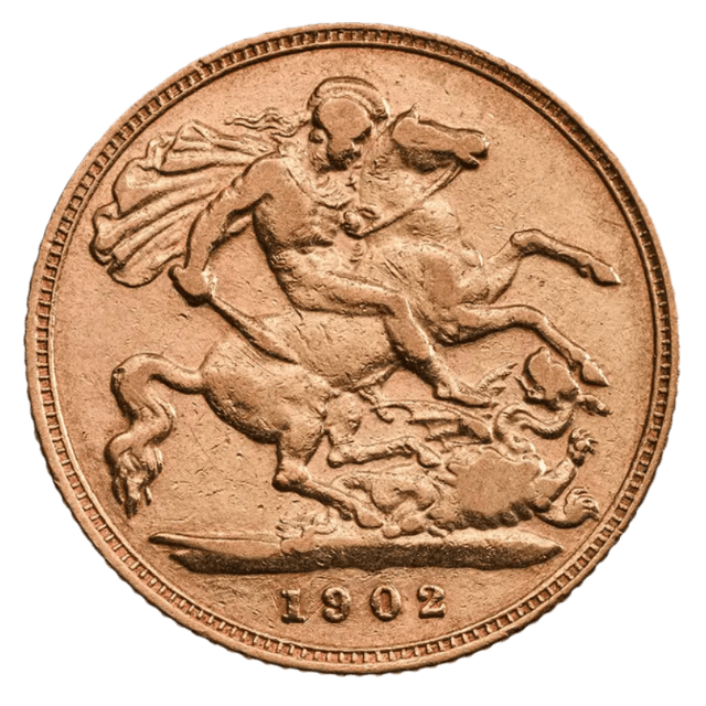 1/2 British Pound Coin - 1901 - 1910 Sovereign Edward II