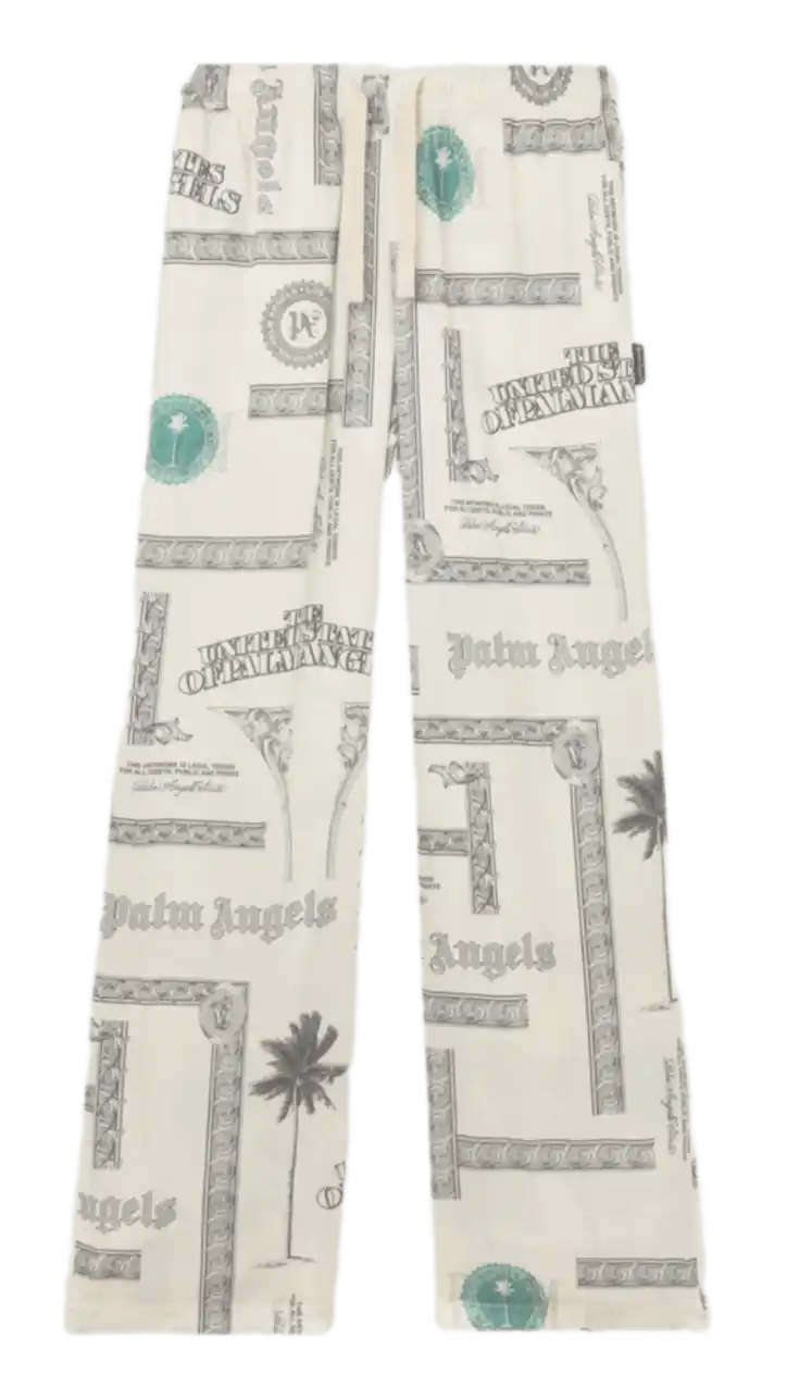 Palm Angels Dollar Print Wide-Leg Pants - Ivory