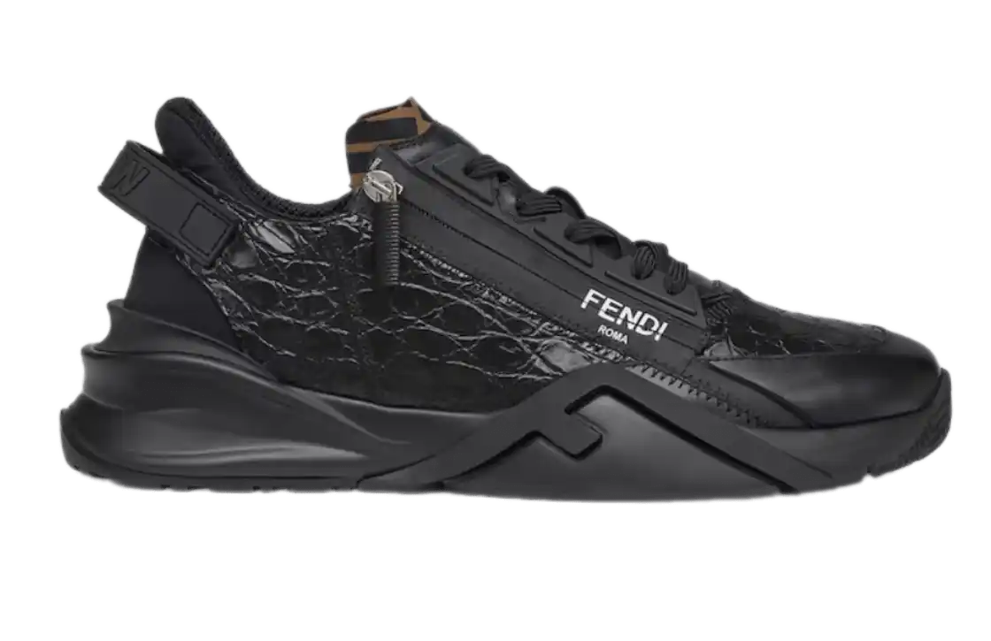 Fendi Flow Sneakers Black Caiman Low-tops