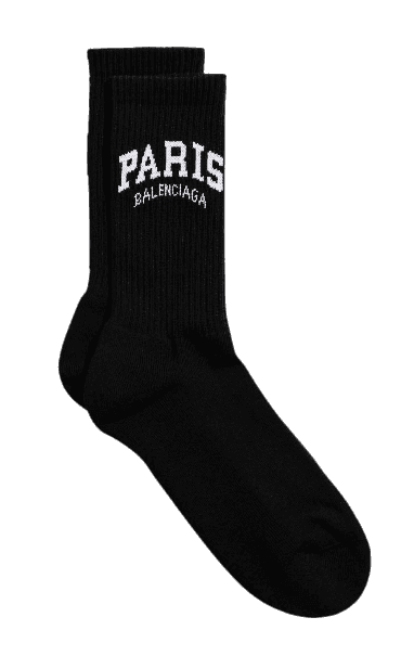 Balenciaga Paris Logo Socks - Black/White