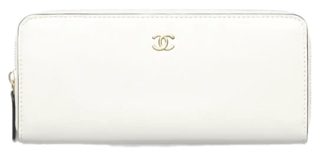 Chanel Long Zipped Wallet - White/Black