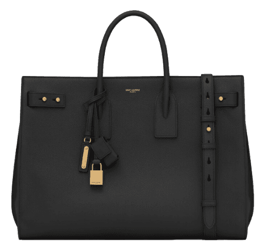 YSL Sac De Jour Thin Large Bag In Grained Leather - Noir