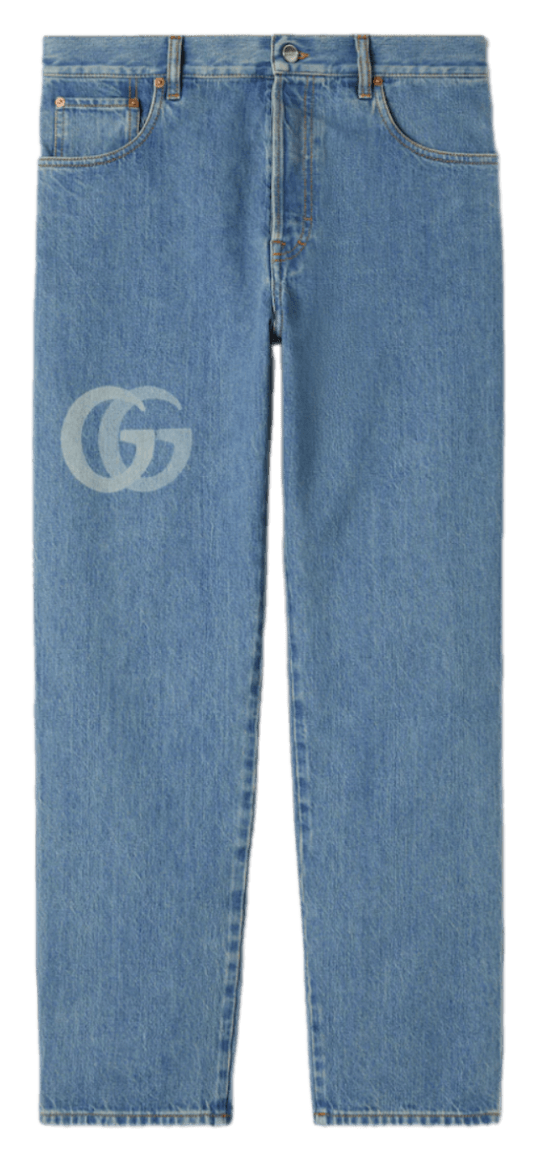Gucci Lasered Double G Denim Pant - Blue