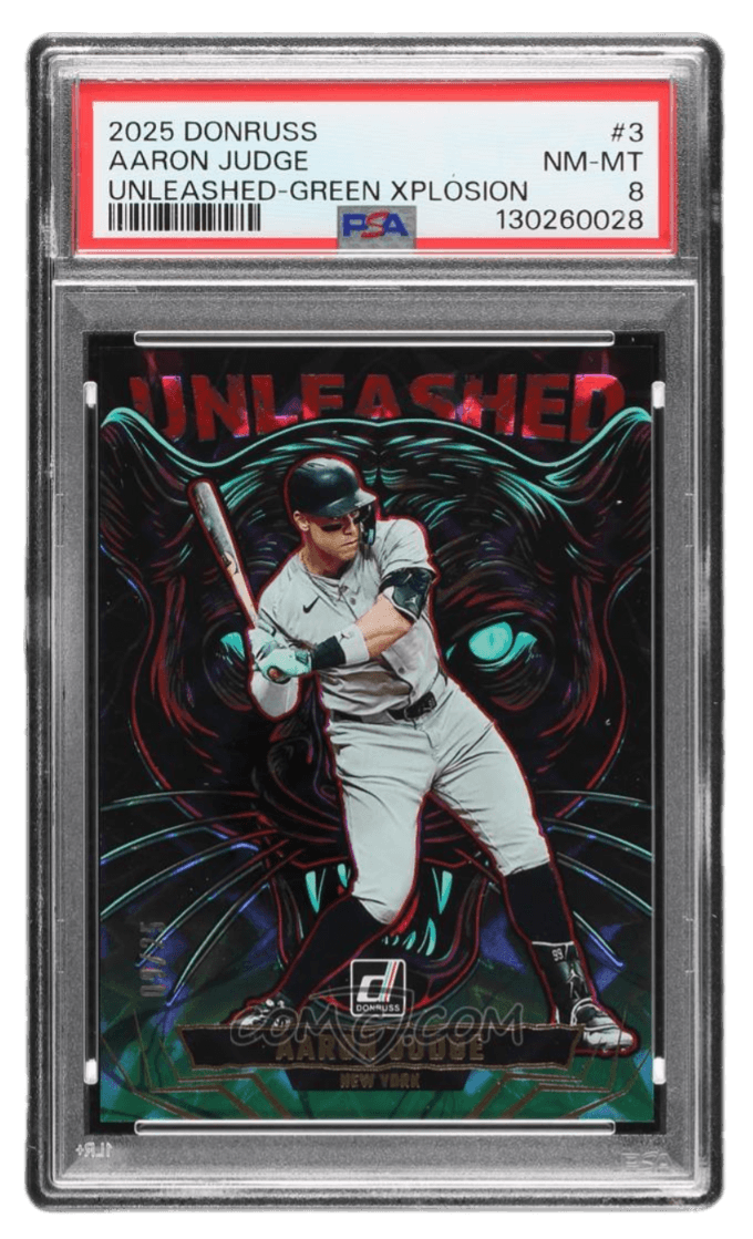 2025 Panini Donruss - Unleashed - Green Xplosion #3 - Aaron Judge /25 PSA 8