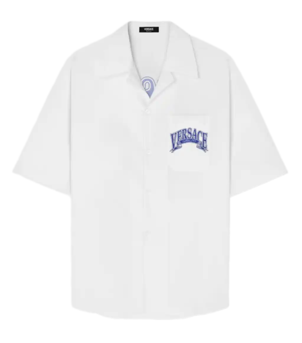 Versace Medusa Varsity Shirt - White and Blue