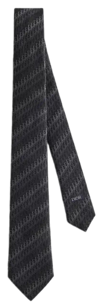 Dior Oblique Trio Tie - Black Silk