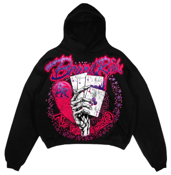 Brand Risk Skeleton Poker Hand Black Hoodie