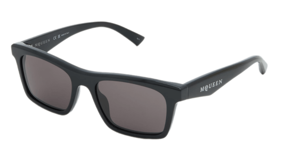 McQueen Logo Rectangular Sunglasses - Black/Smoke