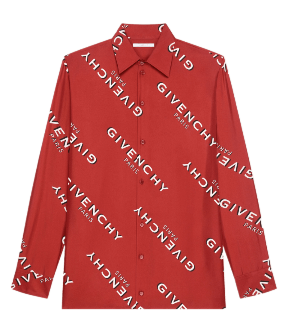 Givenchy Shirt in Silk Twill with Givenchy Shadow Print - Red