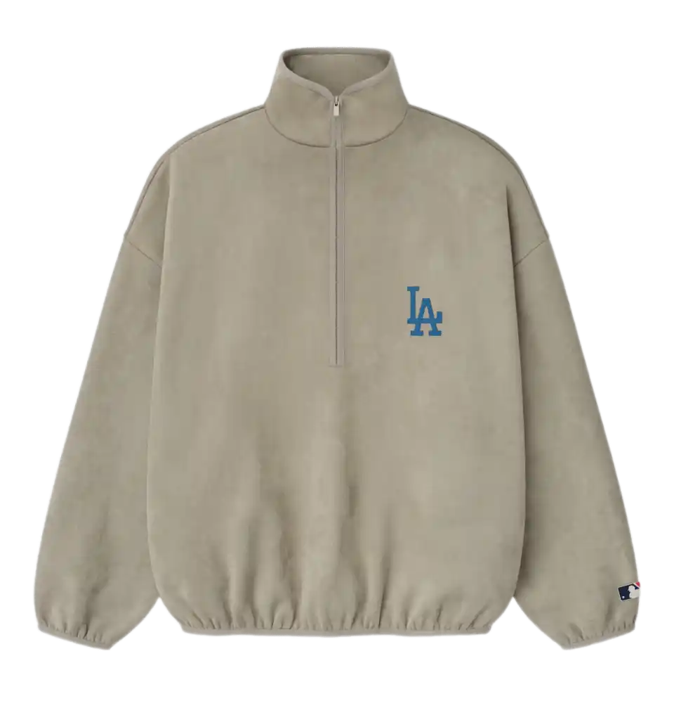 Essentials Dodgers Suede Fleece Modern Half Zip - Seal
