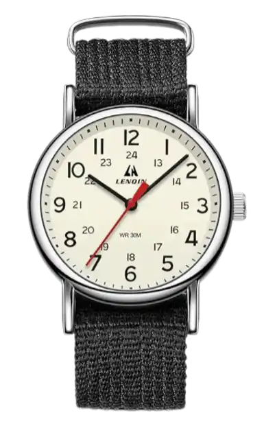 Lenqin Military Watch Yellow Dial - 38mm, Steel