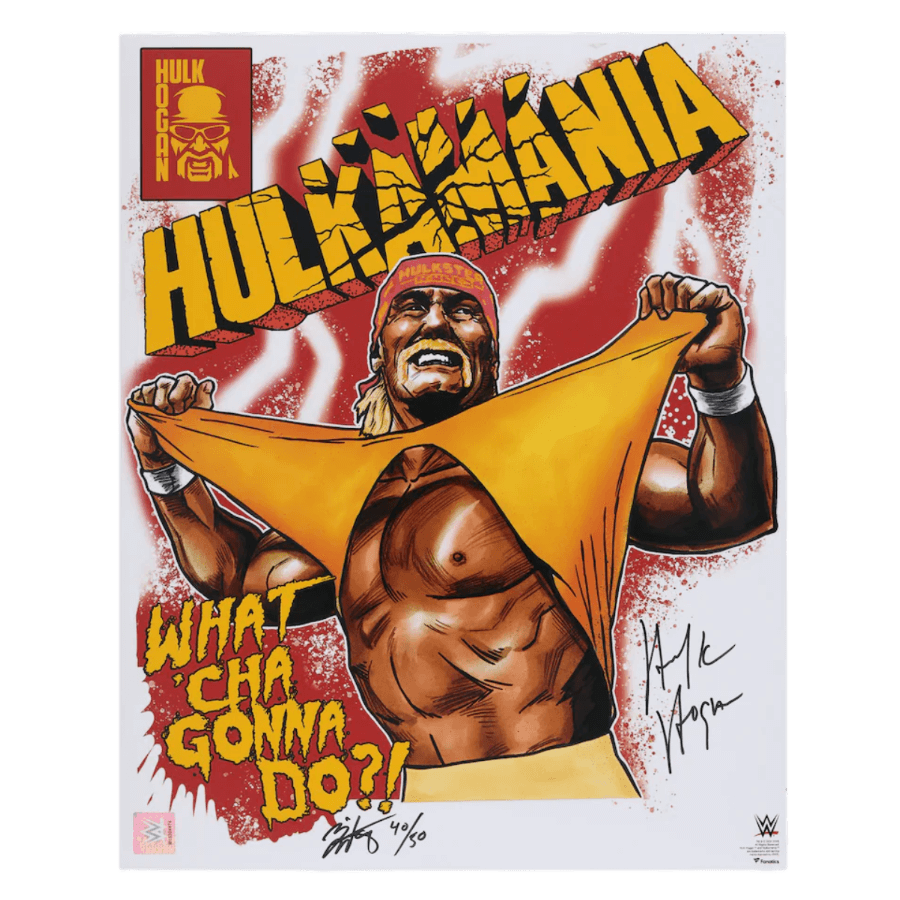 Hulk Hogan WWE Autographed 16" x 20" Photo Print - Art by Brian Kong - Limited Edtion of 50